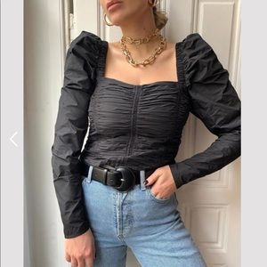 H&M Black Blouse with Puffy Sleeves / Shoulders